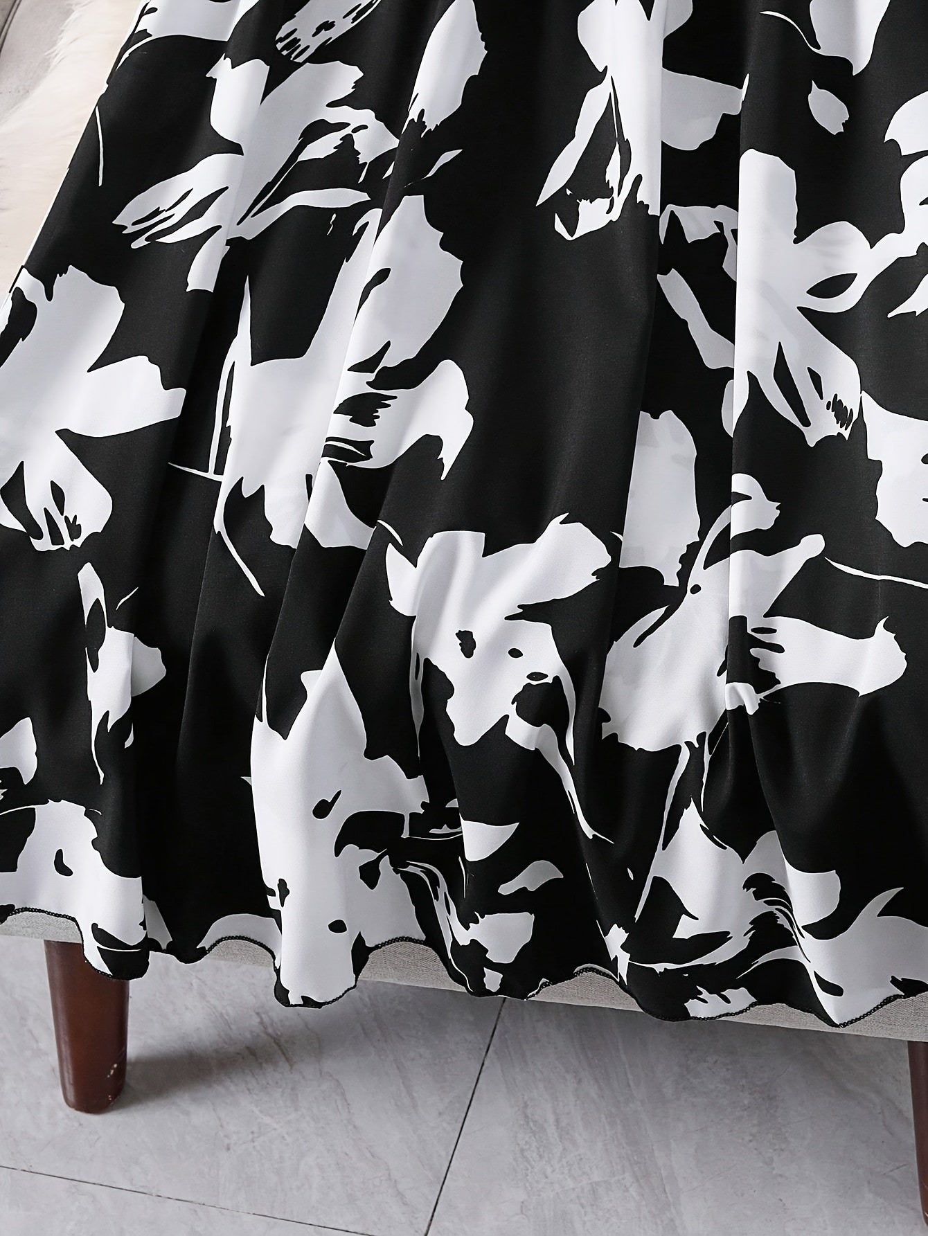 Women's Floral Woven Polyester Half-Skirt for Spring Summer Autumn