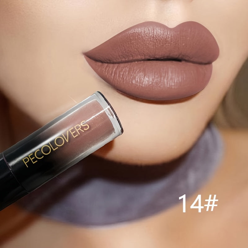Brillo de labios mate de terciopelo para mujeres, barra de labios líquida de larga duración, 14 tonos
