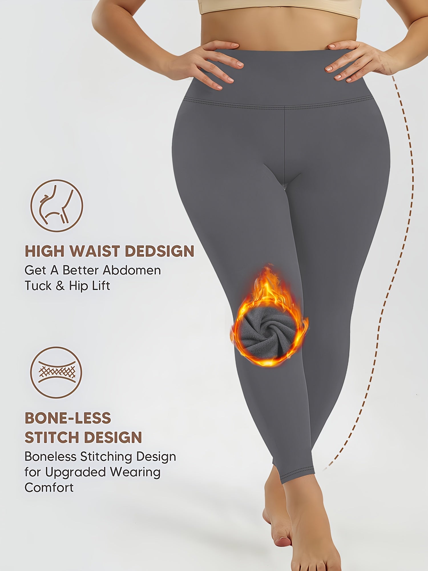 Women's Plus Size Fleece-Lined High-Waist Leggings Warm and Comfortable