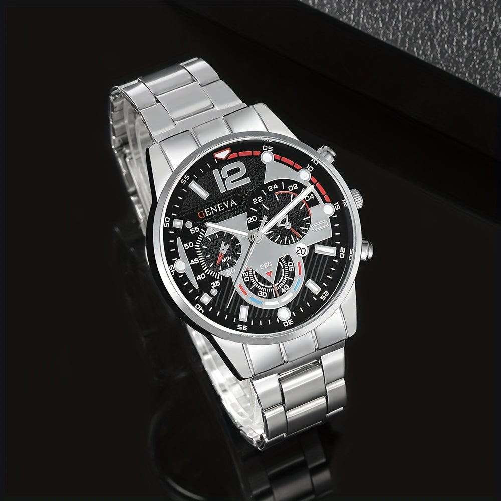 Pair of Men's Quartz Watches with Matching Bracelets Stylish Business Accessories