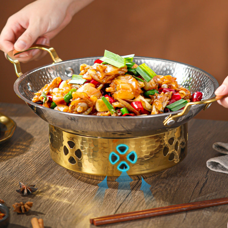 Portativ Nikel qotishmasidan yasalgan Wok to'plami - Uyda va ochiq havoda pishirish uchun ideal, katta sig'im, tez issiqlik taqsimoti va oson tozalanadi.