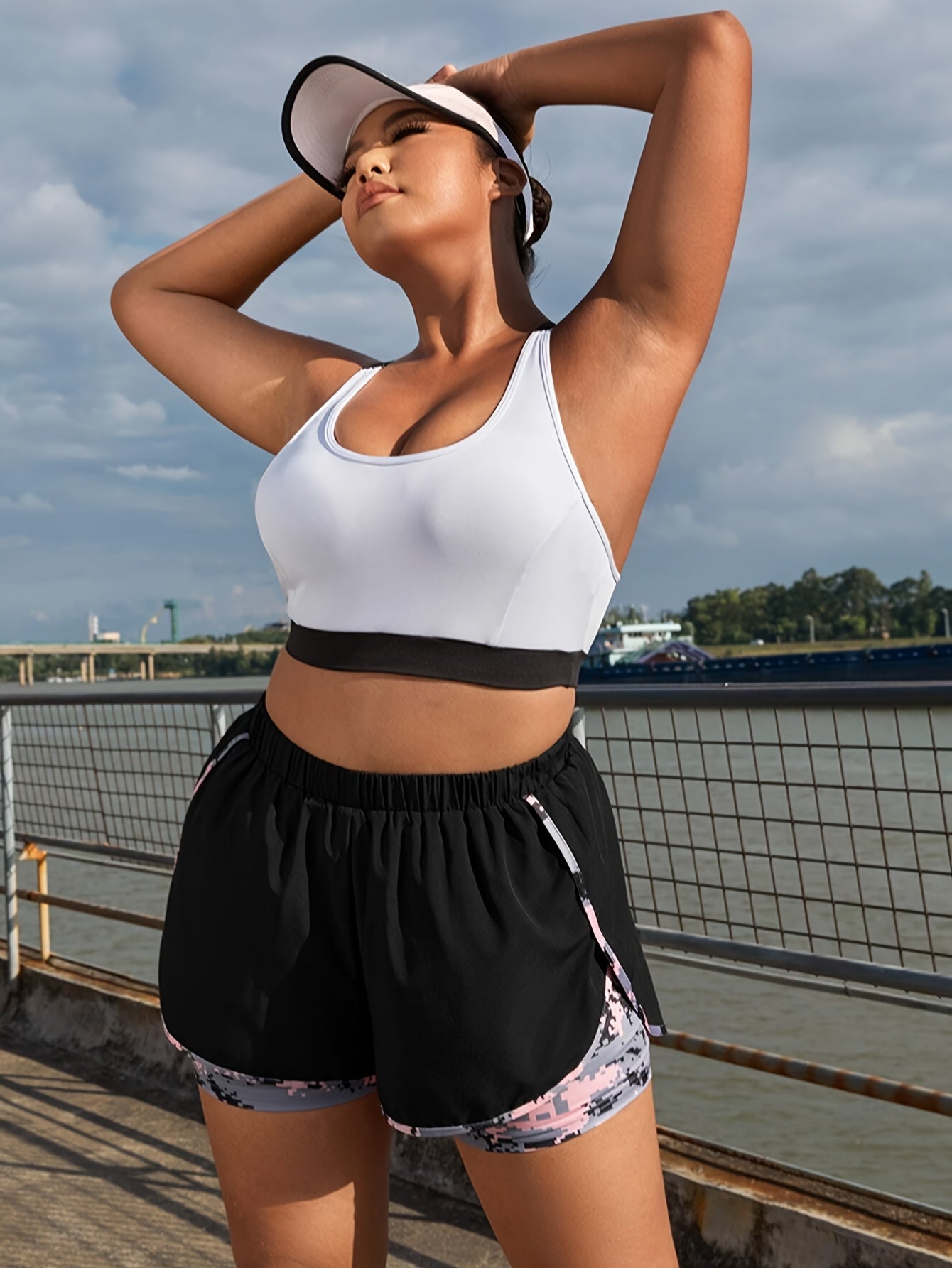 Women's Camo Print High-Waisted Yoga Shorts with Elastic Waist Athletic Wear