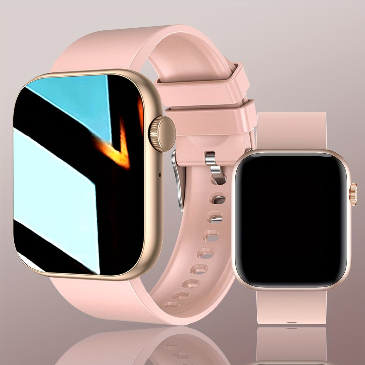 Women's Smartwatch with Call Text HD Touchscreen Wireless Connectivity Silicone Band Square Design