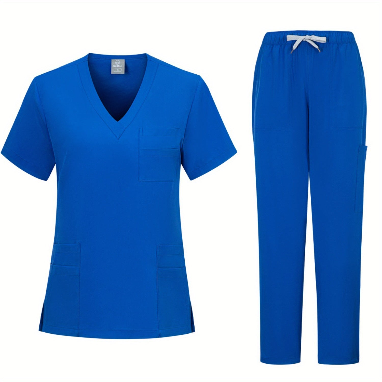 Frosted Women's Medical Scrubs Set Short-Sleeve Top and Pants Polyester Woven