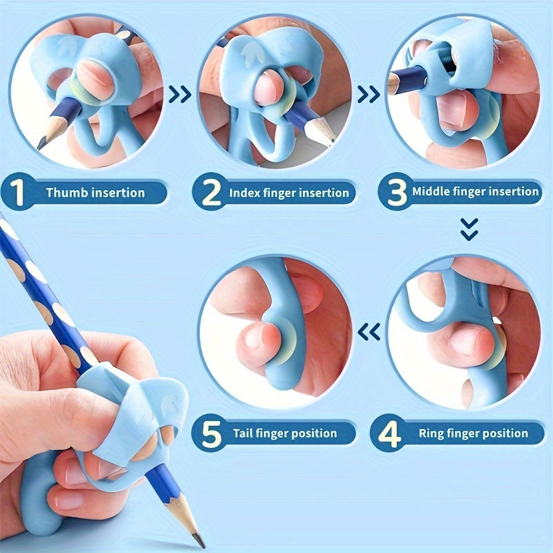 Set of 4 Silicone Pen Correctors for Improved Handwriting Posture
