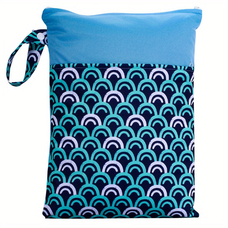 Reusable Waterproof Wet Bag with Double Pockets Cloth Handle 24.99x35cm