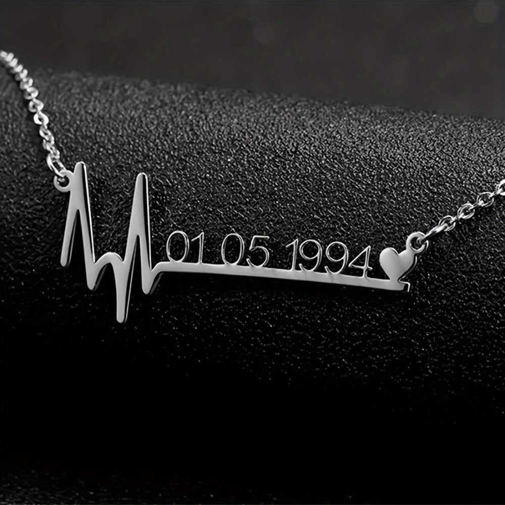 Stainless Steel Heartbeat and Love Necklace with Custom Charms for Women