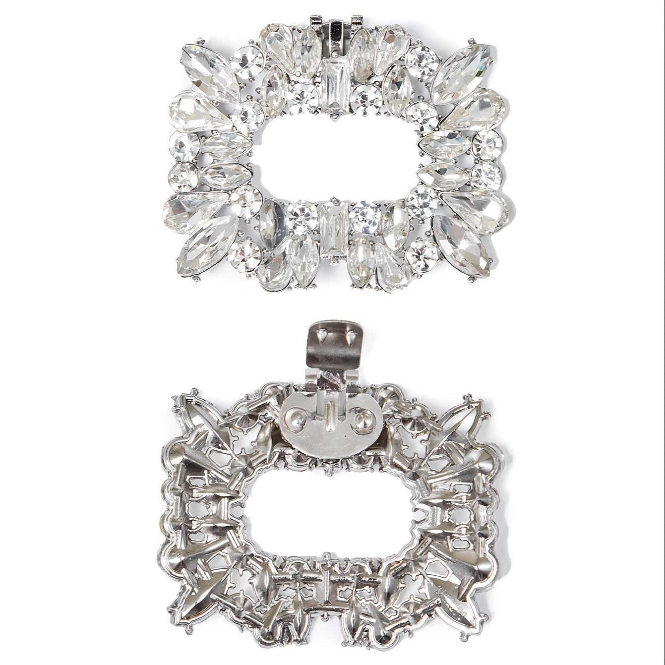 Ayollar uchun rhinestone kristal poyafzal kliplari 1/2 dona mis alloy bezakli burmalar