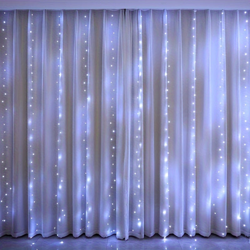 LED Curtain Lights with Remote Control 8 Modes USB Powered for Indoor and Outdoor Use in Warm White White and Purple
