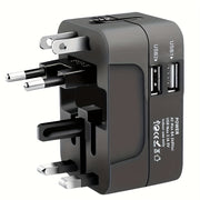 Universal Travel Adapter with Dual USB Ports for Phones and Laptops 110V 220V Worldwide Compatibility