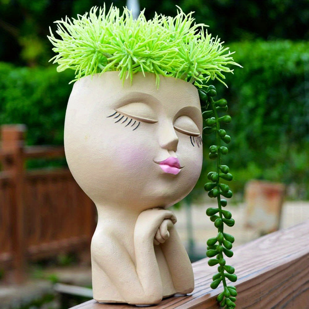 Resin Decorative Facial Vase for Home Office Garden Christmas Halloween Gift