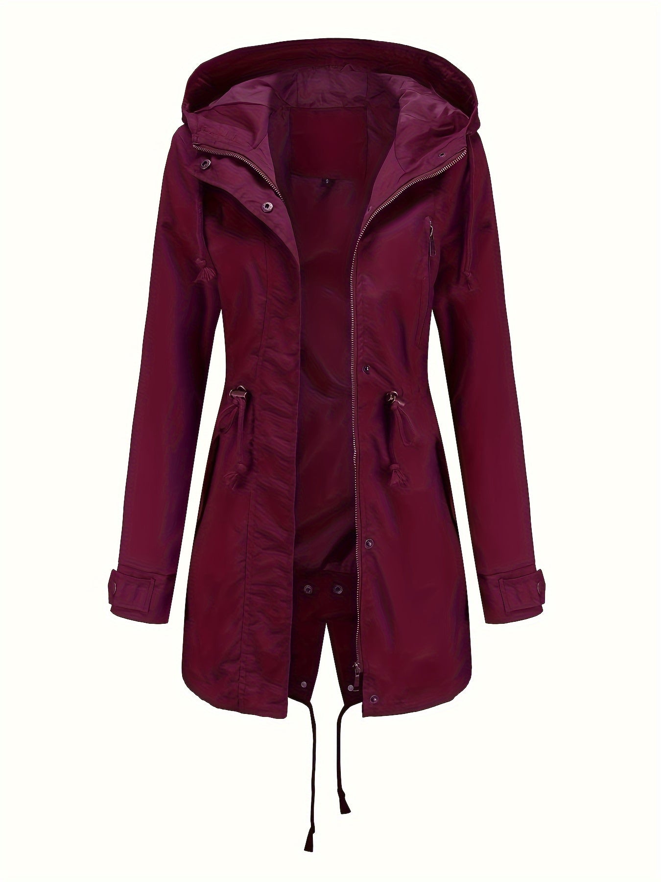 Women's Casual Windbreaker Jacket with Hooded Design, Waist Cinching, Slimming Fit, All-Season Outdoor Sportswear