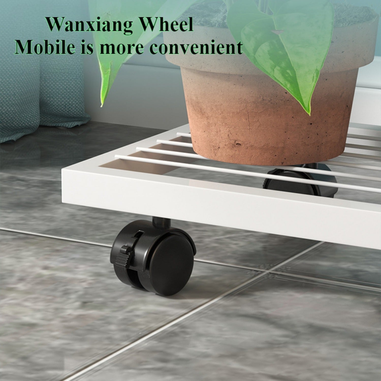 Multi-Functional 6-Tier Metal Plant Stand with Wheels Indoor Outdoor Space-Saving Black White