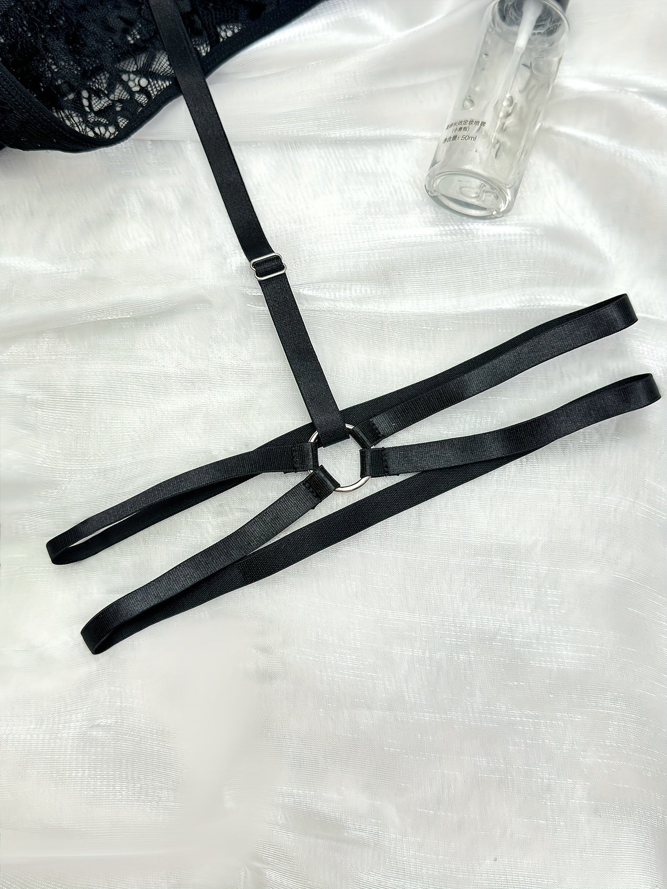 Women's Floral Lace Lingerie Set with Cutout Bra Garter Belt and Thong