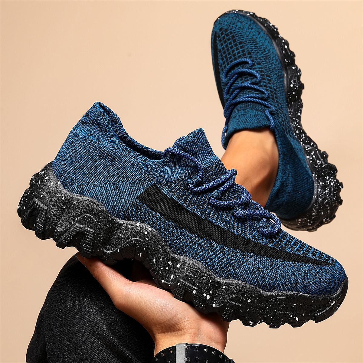 Men's Woven Fabric Sneakers Casual Sport Lace Round Toe Spring