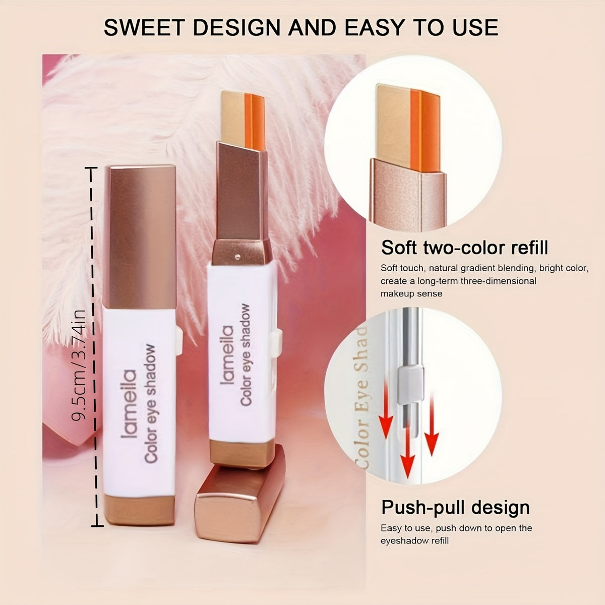 6 Pcs Eye Shadow Sticks Dual-Color Matte Satin Waterproof Makeup Kit