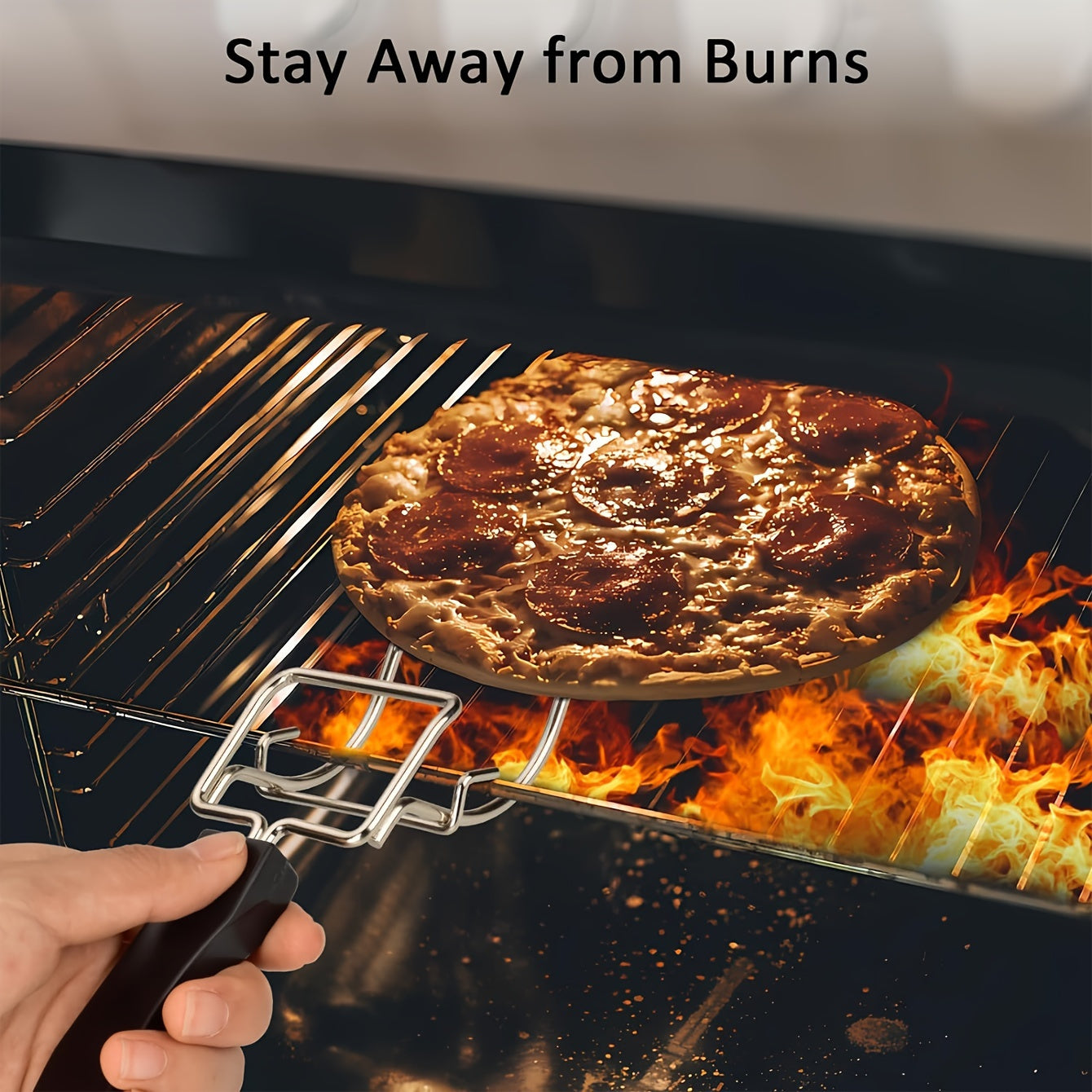 2-ta qismli qora pech uchun push-pull asbob, issiqlikka chidamli tutqich bilan, tishlarni ko'tarish uchun