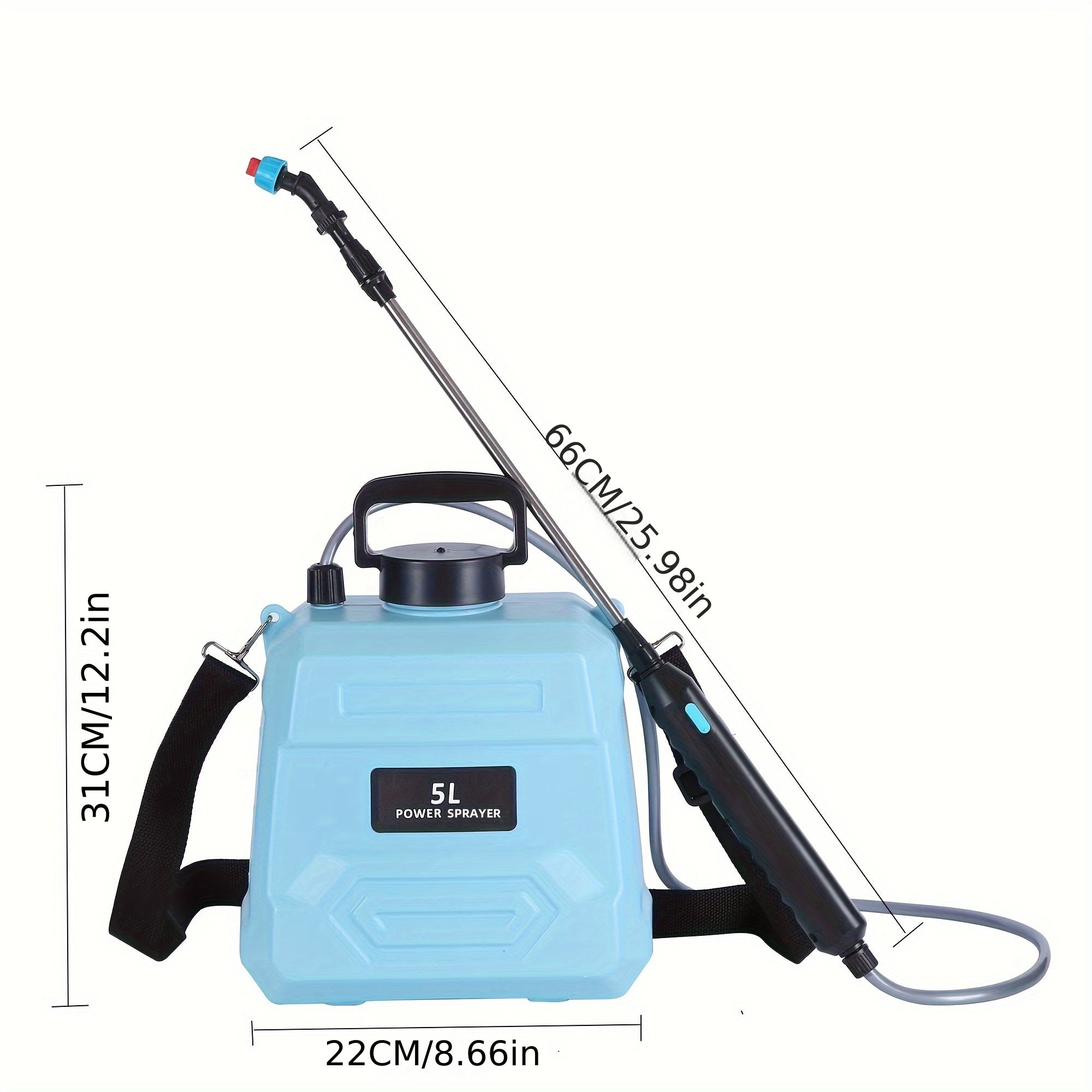 Electric Watering Can 5L Rechargeable USB Blue Plastic Adjustable Nozzle