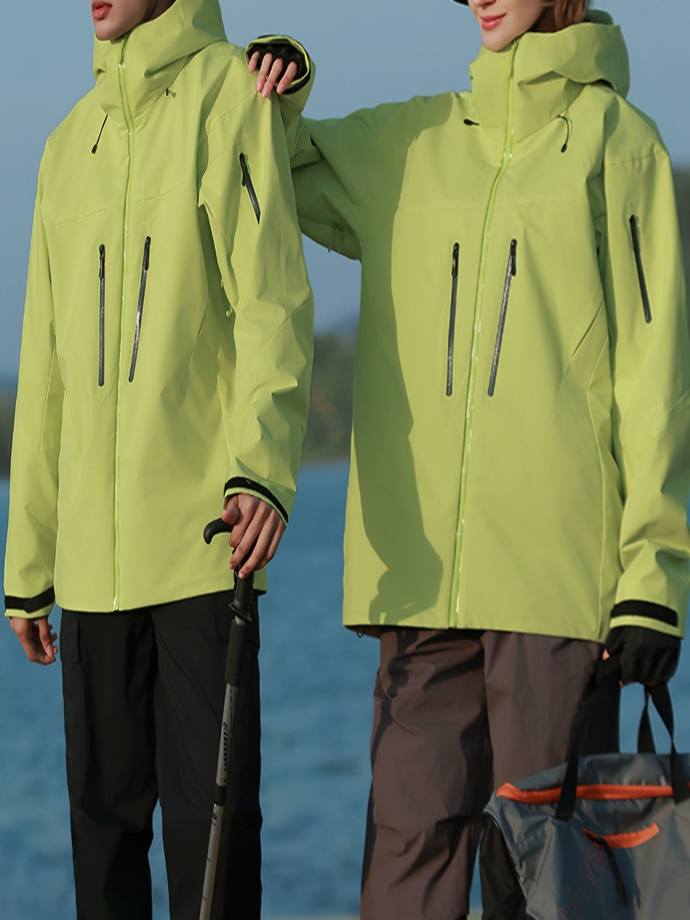 Women's Yellow Hooded Winter Jacket with Zippered Pockets and Drawstring