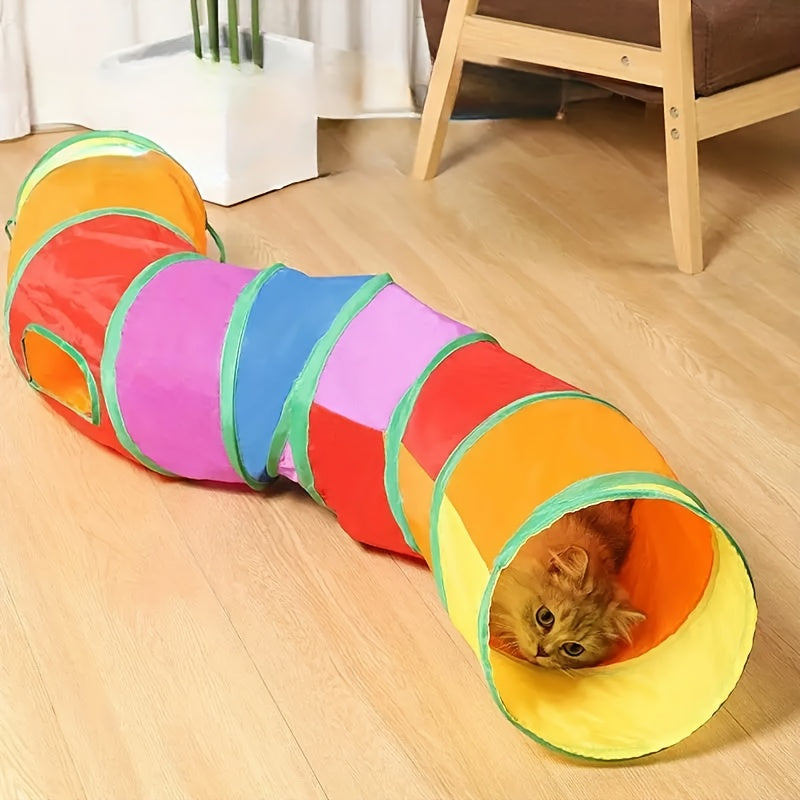 Foldable Fabric Cat Maze Tunnel for Indoor Play Exercise Hideaway
