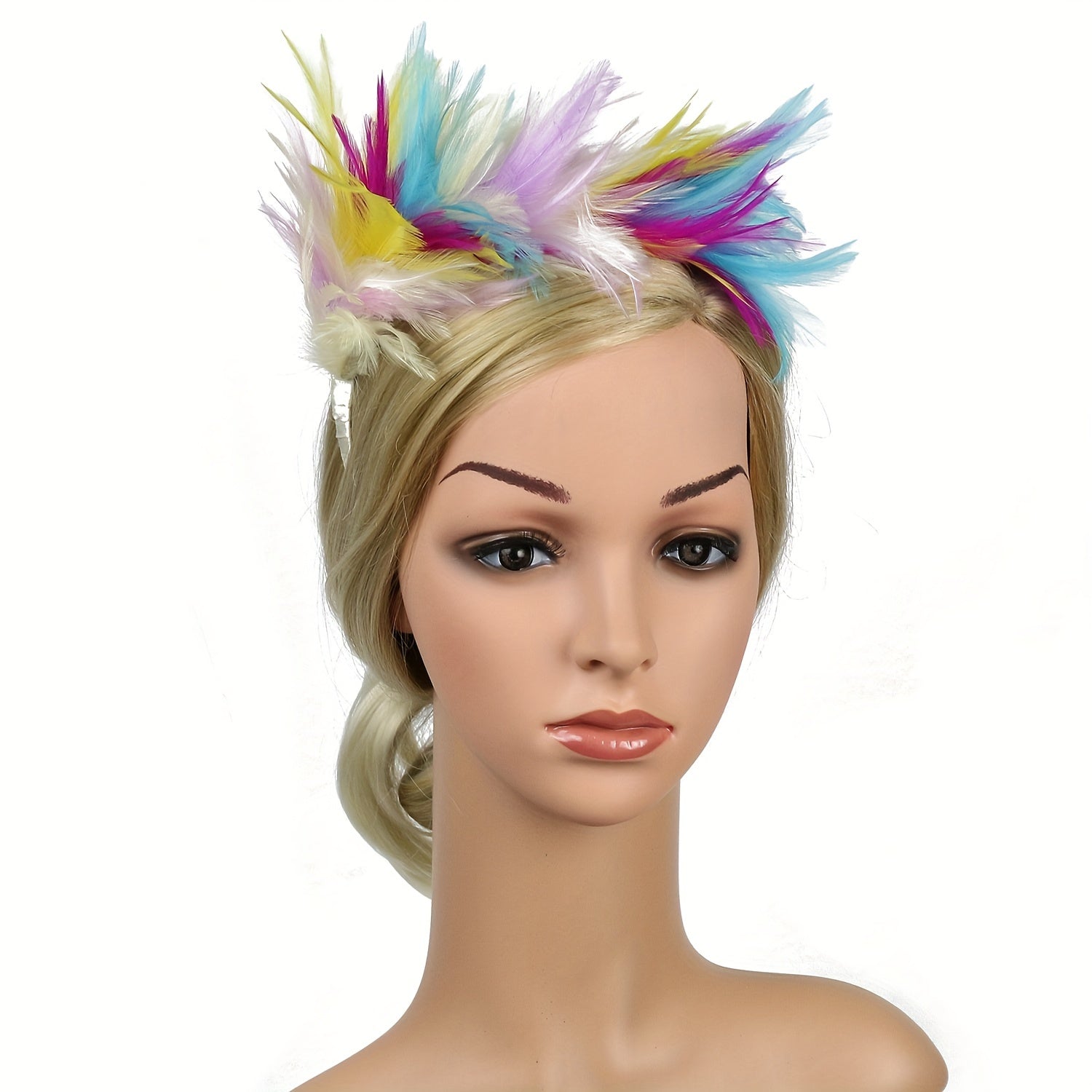 Faux Feather Headband Fascinator for Women Carnival Costume Hair Accessory