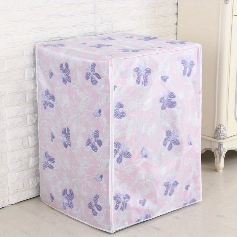 Universal Floral PEVA Washing Machine Cover Dust Shield for Front Load
