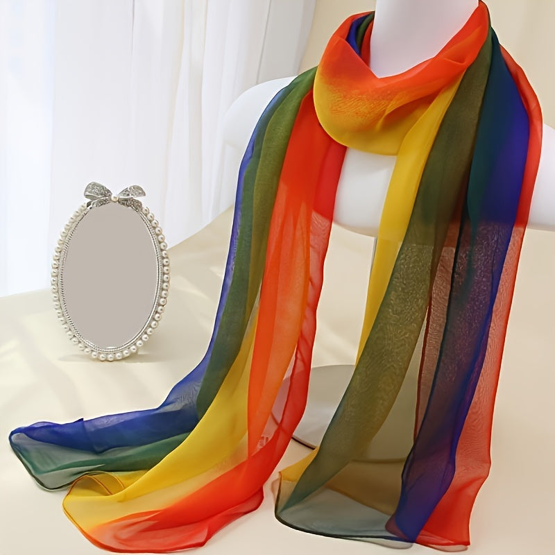Gradient Color Gauze Scarf for Women Lightweight Summer Shawl Breathable Wrap