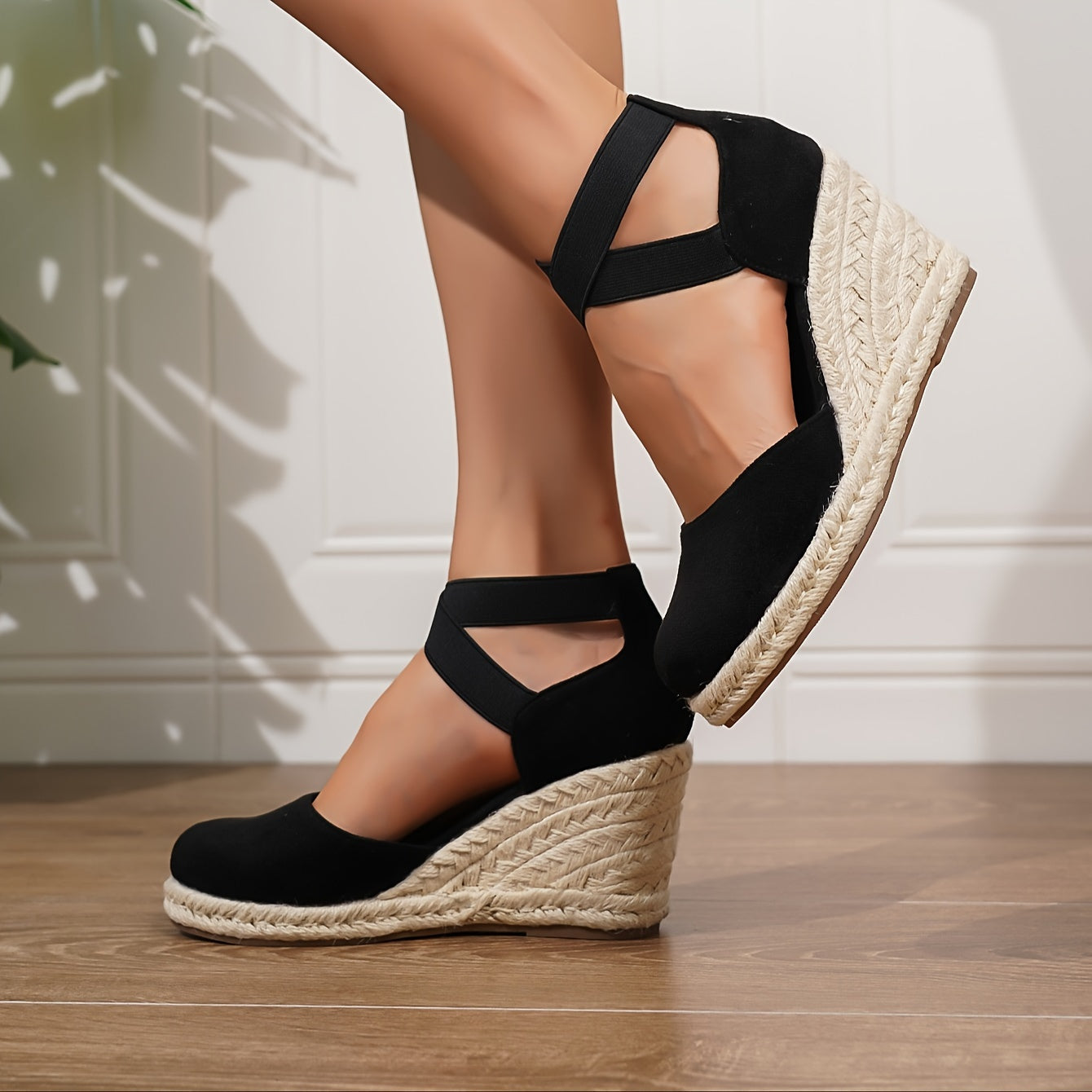 Women's Wedge Espadrille Summer Shoes Casual Elastic Band Comfortable