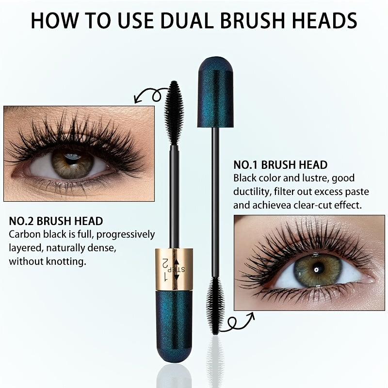 Máscara de pestañas 4D con fibras para mujer, a prueba de agua, riza, alarga y da volumen, negro, 9g