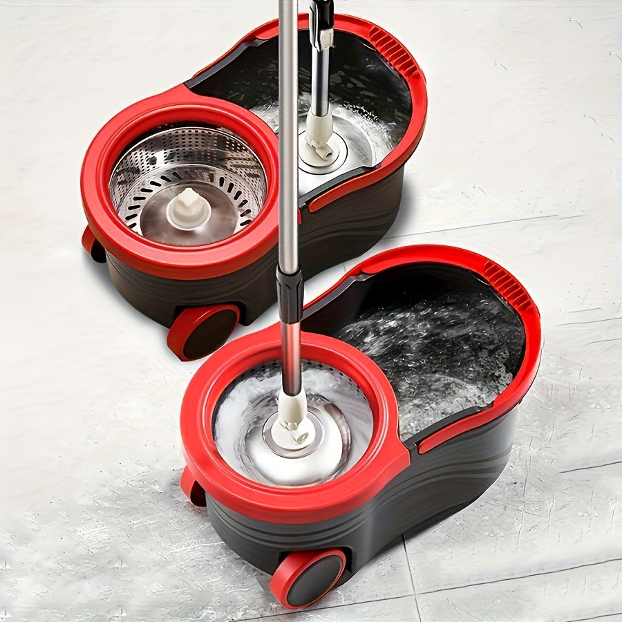 Uydagi yashash xonasi, oshxona va hammom uchun uchta mopa boshli zanglamaydigan po'latdan yasalgan qo'lni ishlatmaydigan aylanuvchi mop chelak to'plami