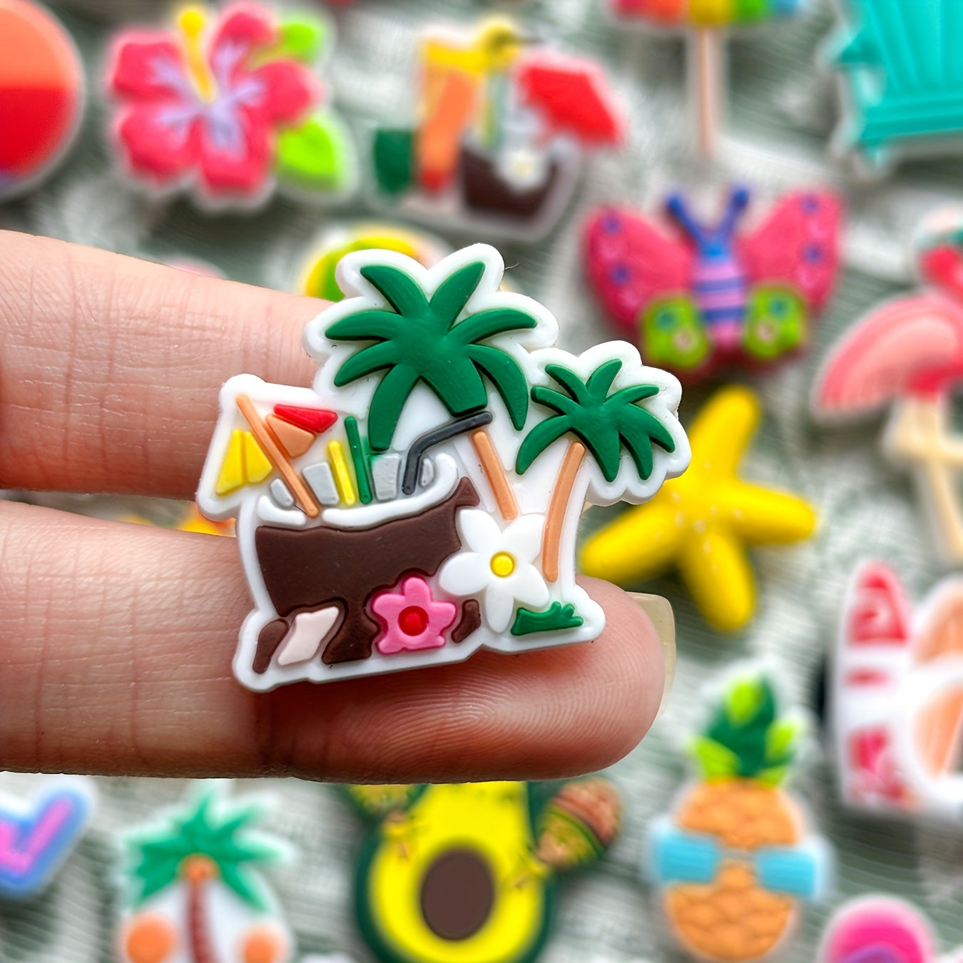 48 Pcs Warm Hawaiian PVC Shoe Charms Beach Summer Party Decorations