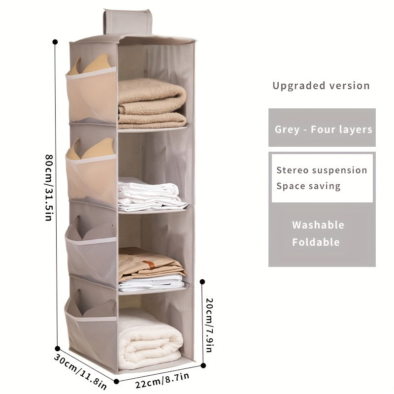 Foldable Wardrobe Storage Hanging Bag with 4 Layers for Clothes and Accessories
