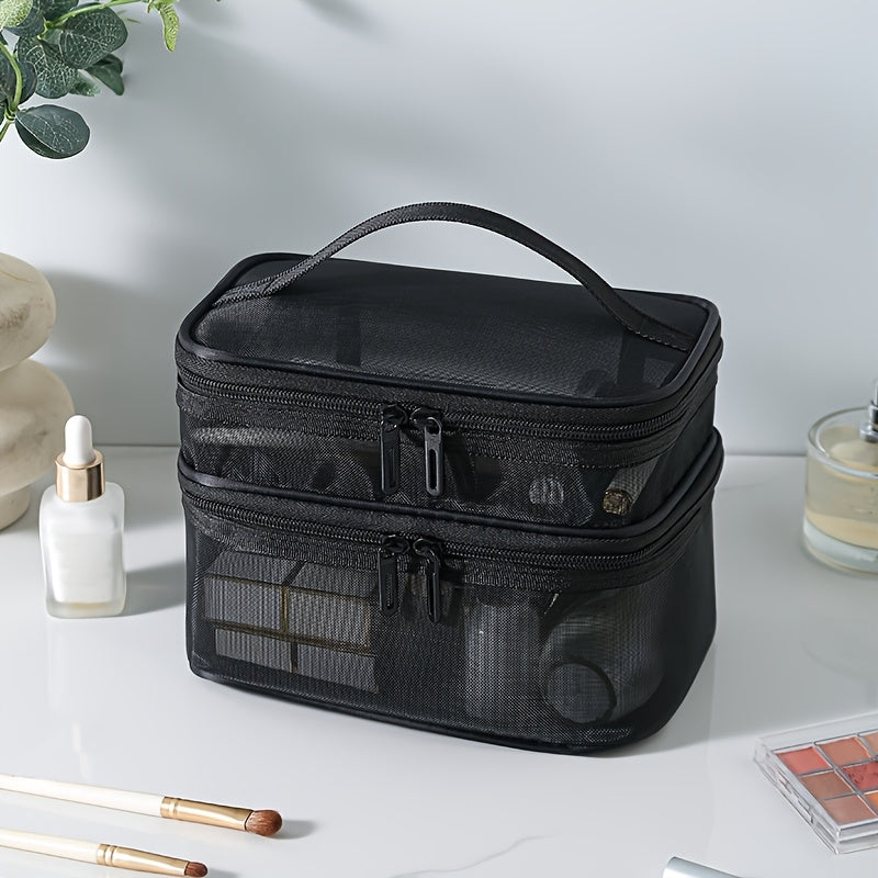 Travel Cosmetic Bag Large Capacity Mesh Makeup Organizer with Handle