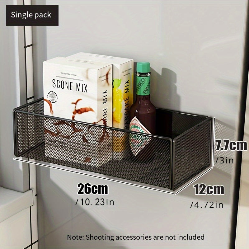 Magnetic Metal Refrigerator Door Organizer Basket Kitchen Storage