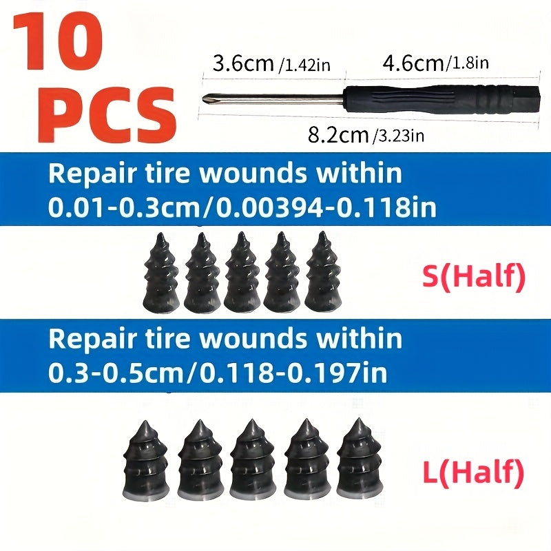 10/30 Pcs Synthetic Rubber Tire Repair Nails Universal Puncture Fixing Tools