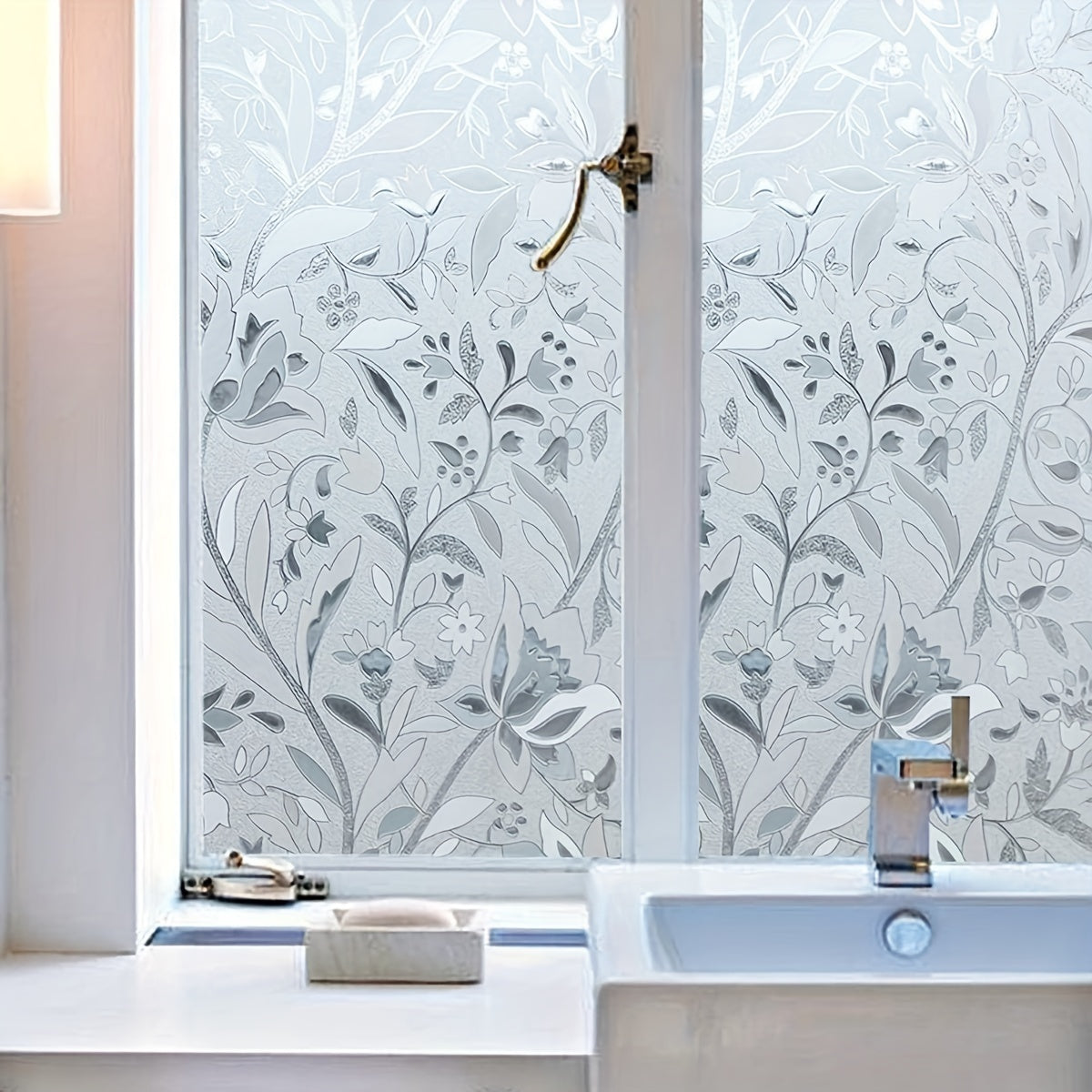 Tulip Glass Decal Roll Modern Floral Privacy Window Film Frosted PVC