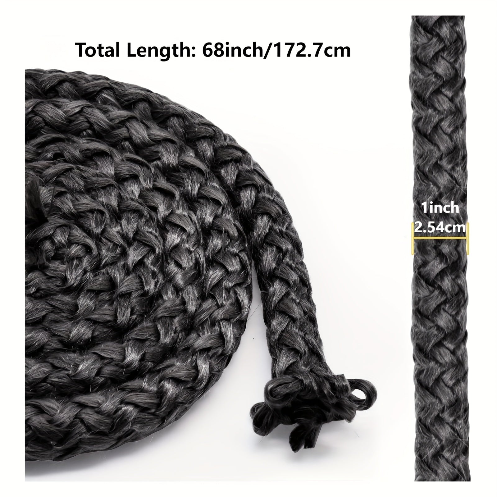 High-Temperature Graphite-Coated Fiberglass Stove Door Seal Rope 2.54cm x 172.72cm