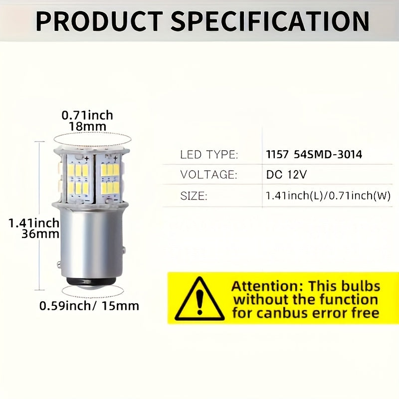 2PCS White LED Brake Light Bulb 1157 BAY15D for Car Tail Backup Parking