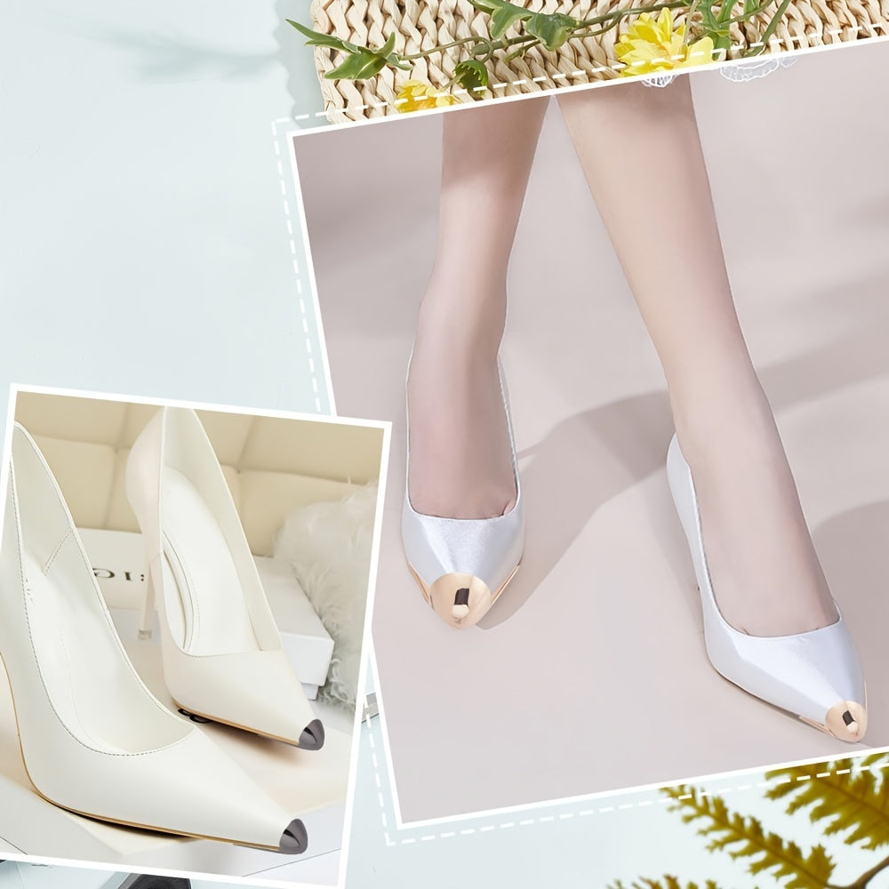 Women Steel Toe Caps for High Heels Shoe Protectors Beige Black Brown