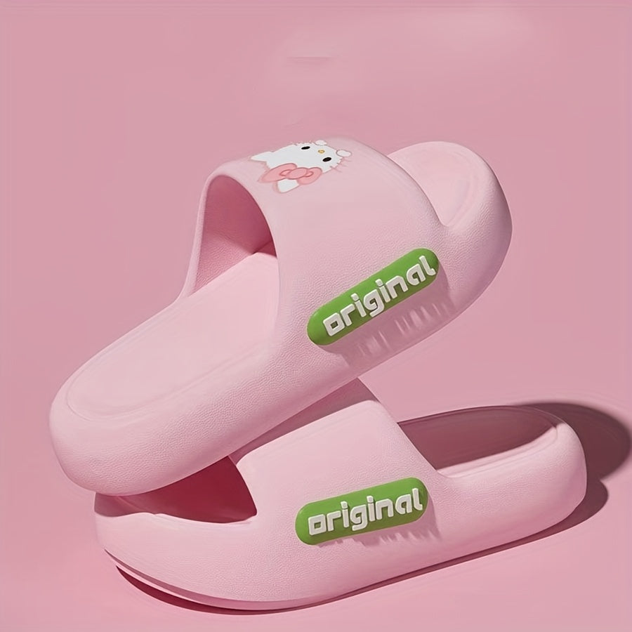 Women's EVA Slippers Indoor Outdoor House Shoes Black Red Bow Casual Footwear