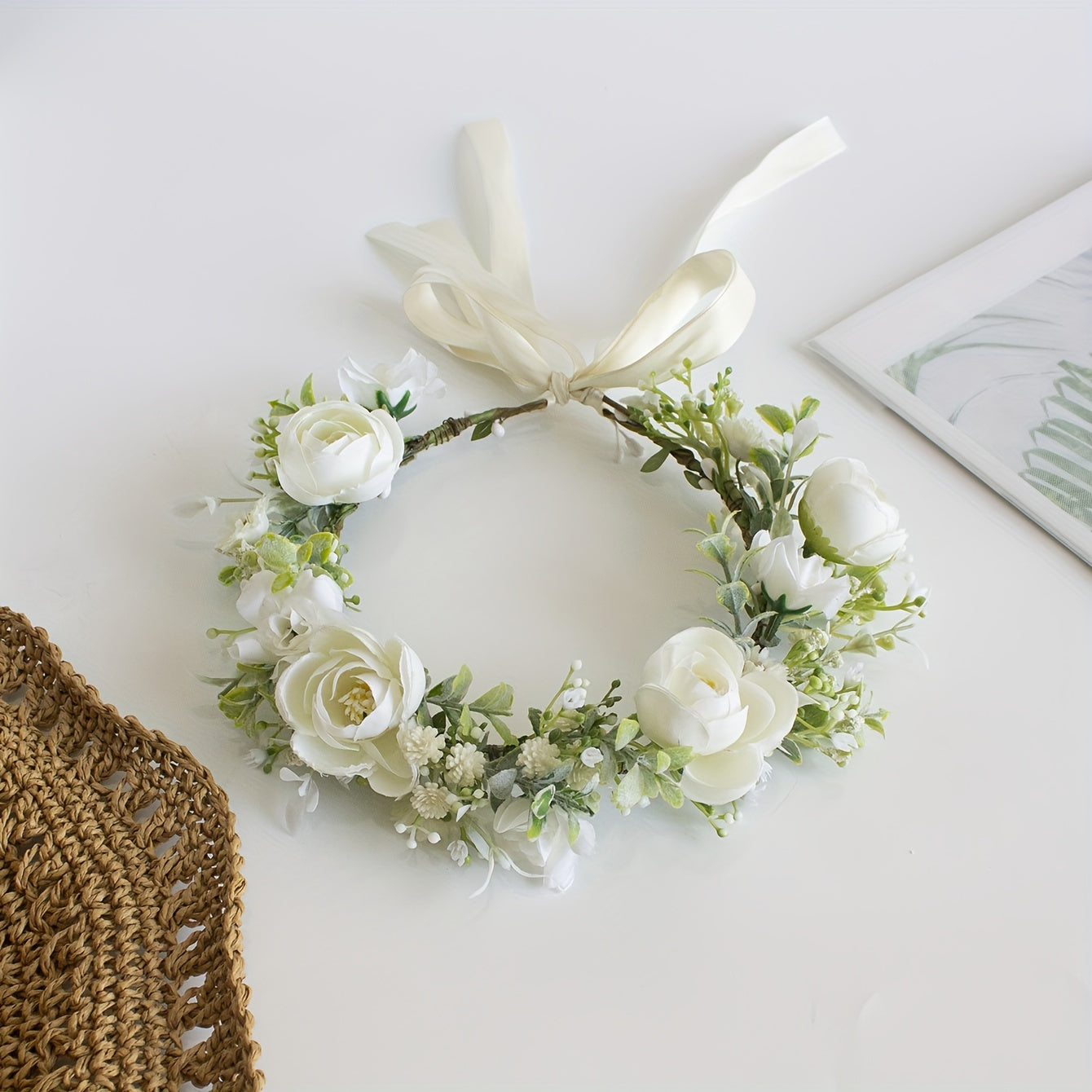 Bayramlar va yozgi partiyalar uchun ayollar moda aksessuari uchun faux gulchambar qiroli