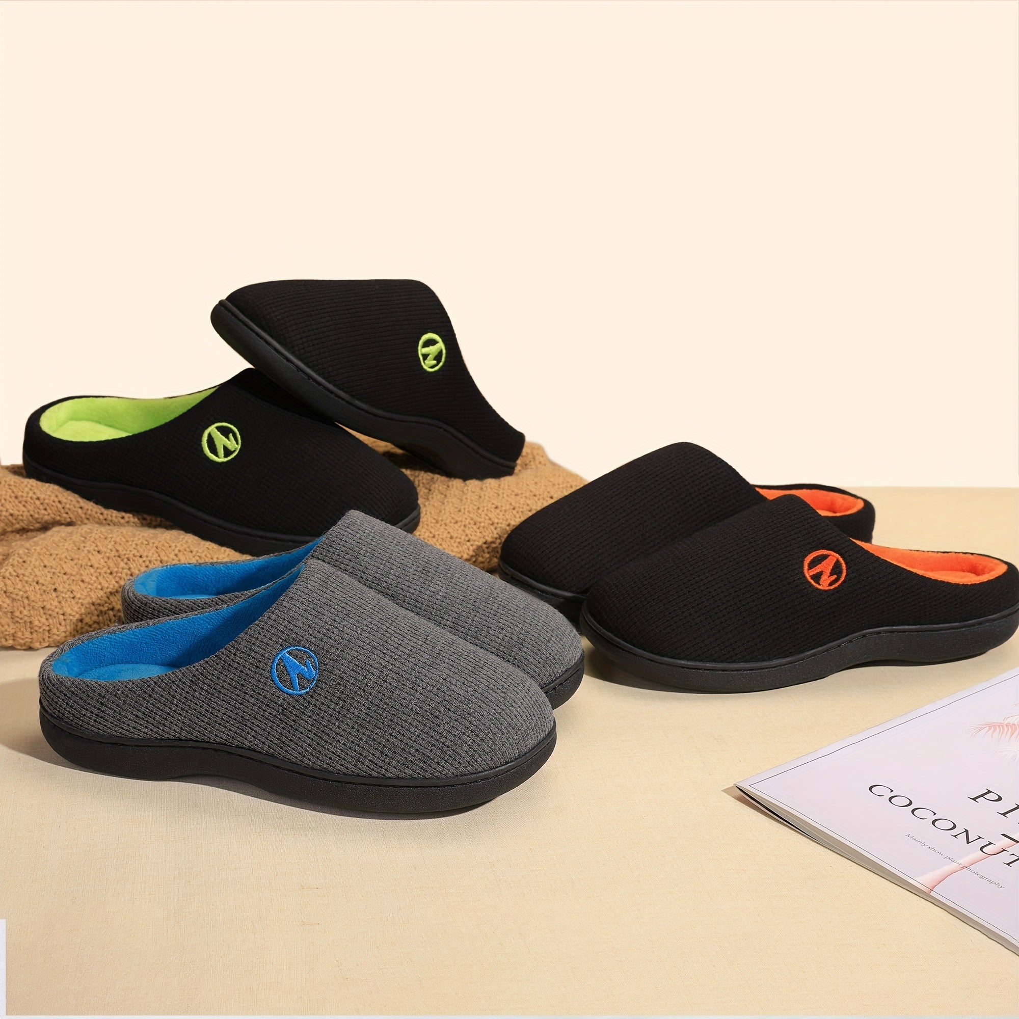 Unisex Warm Plush Slippers with Soft Sole Non-slip Comfortable Indoor Shoes