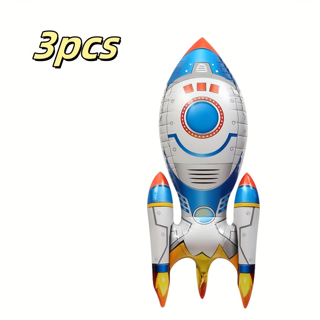 3-Piece Cartoon Rocket Astronaut Balloons for Party Decorations for Birthdays Weddings and More