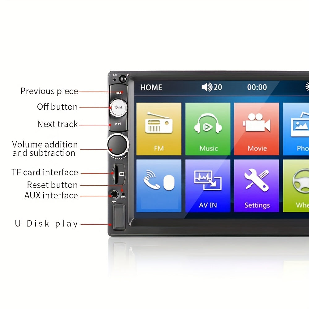 17.78 cm HD Double Din Car Stereo Radio MP5 Player Touch Screen Bluetooth USB TF FM AUX Remote