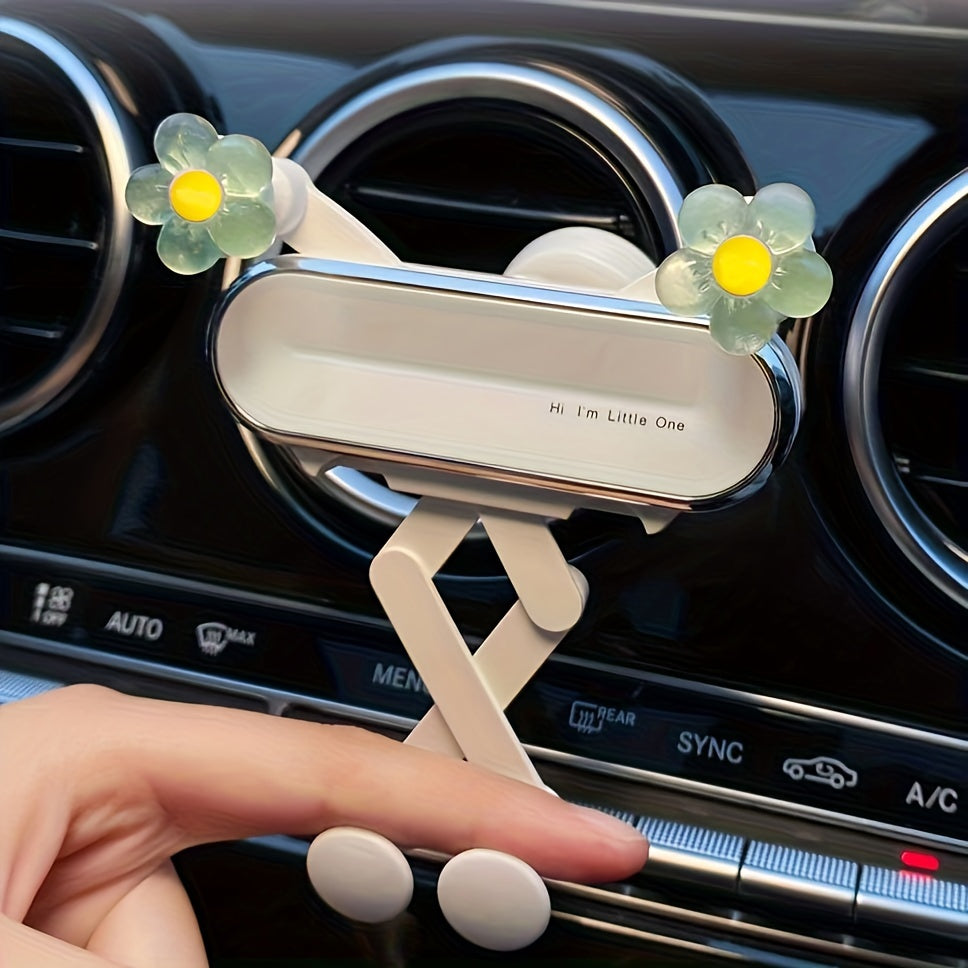 Women Silver PVC Car Phone Holder Air Vent Mount for Navigation