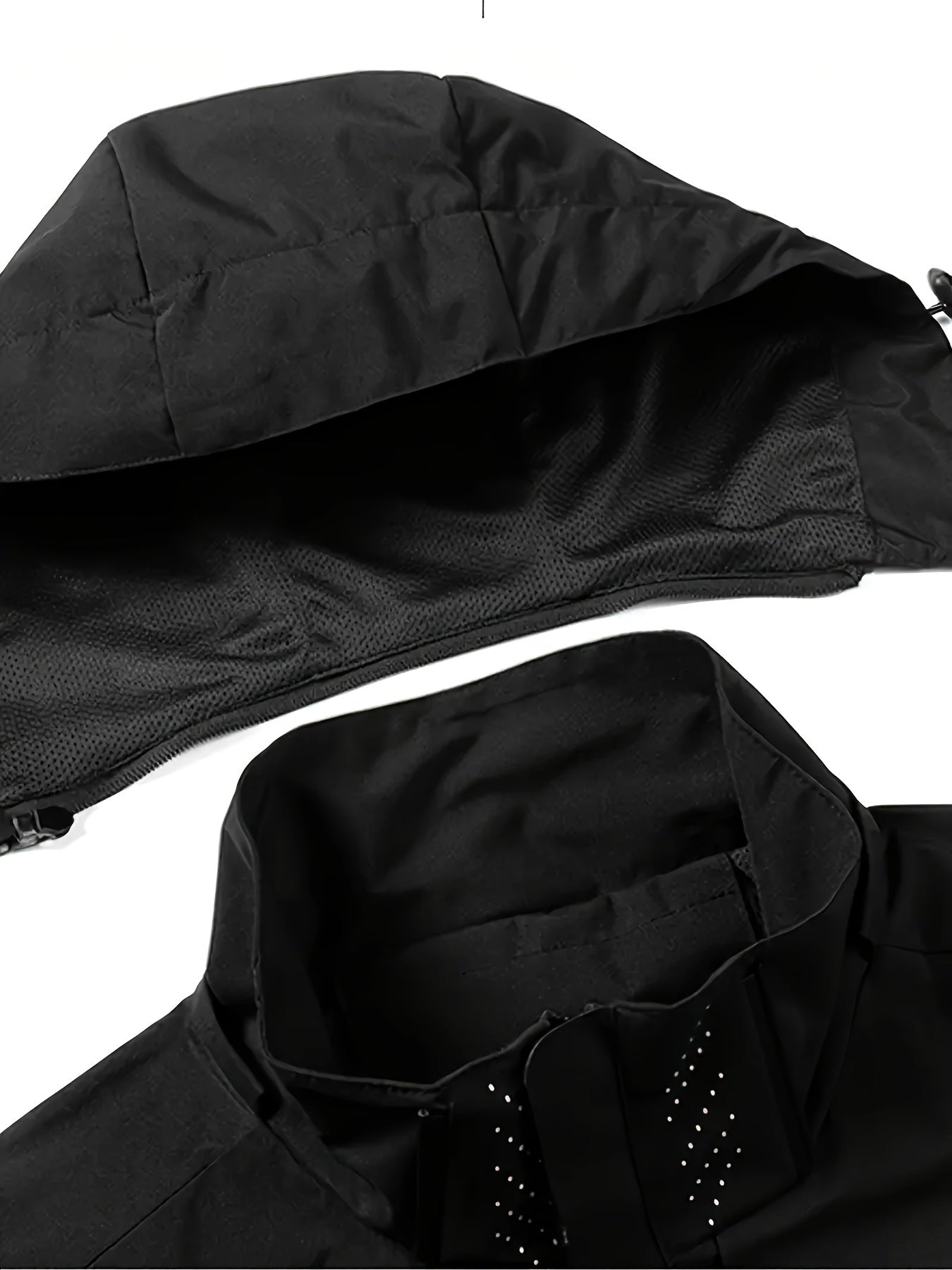 Erkaklar uchun tasodifiy shamol o'tkazmaydigan kurtka, 100% polyesterdan tayyorlangan, harf naqshiga ega, zipli cho'ntaklar va barcha mavsumlar uchun tashqi kiyim sifatida olib tashlanadigan kaput bilan.