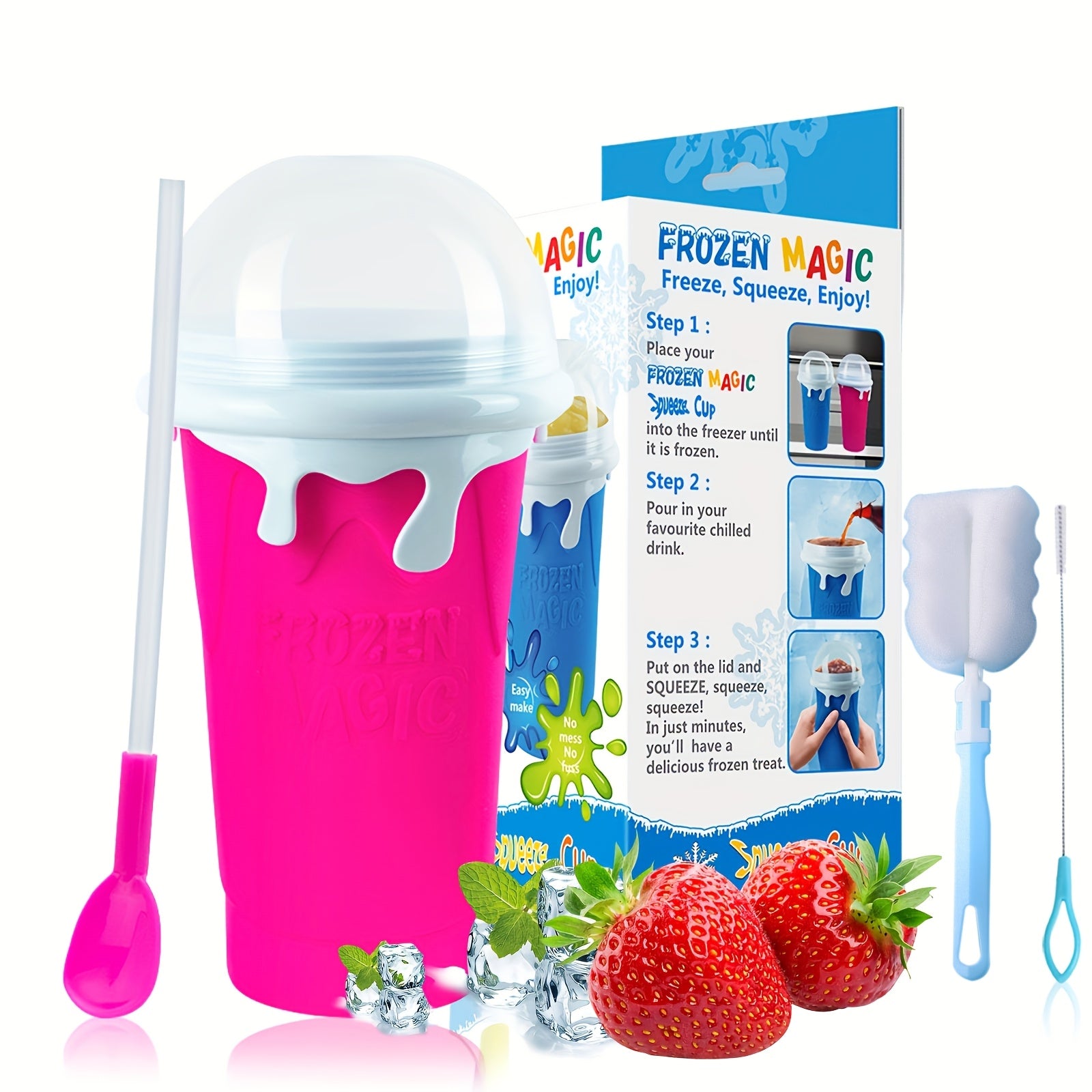 17oz Double Layer Slushy Maker Cup with Rapid Freeze for Milkshakes and Smoothies