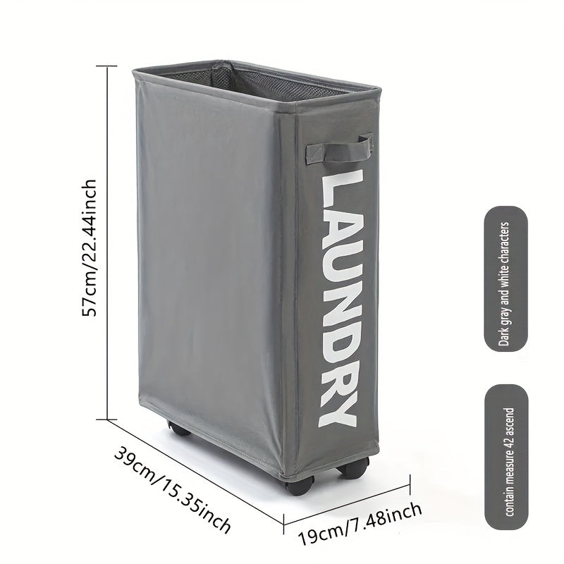 Cesta de ropa sucia con ruedas, diseño plegable y tapa de malla 55,88cm