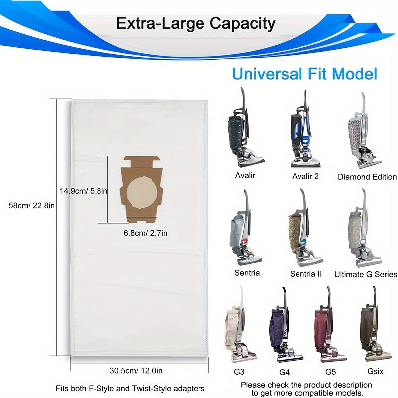 Set of 10 Durable Plastic Vacuum Dust Bags for Sentria Avalir G7E G10 G5