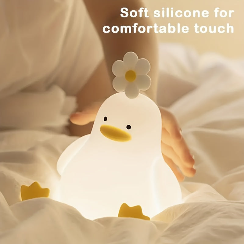 Flower Duck LED Night Light Rechargeable with Adjustable Brightness for Bedroom Relaxation